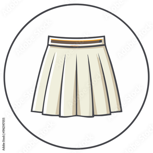 White pleated tennis skirt icon. Vector cartoon illustration of womens clothing and fashion apparel.