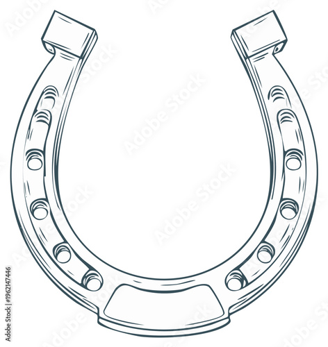 Elegant Outline of a Horseshoe Symbolizing Luck and Tradition with Nail Holes Design