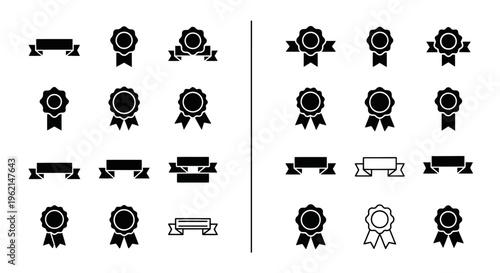 Set of Award Ribbons and Badges Icons, Vector Collection