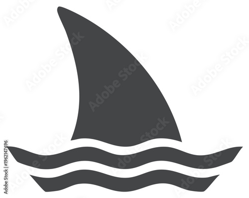 Shark Fin Silhouette in Ocean Waves Graphic Icon Vector Illustration