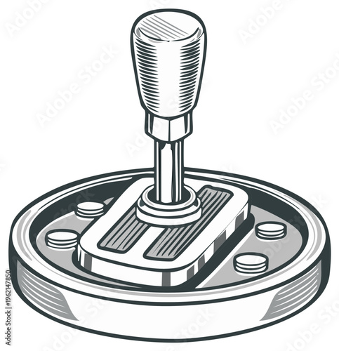 Gearshift graphic illustration vector. Transmission stick with knob, automotive design.