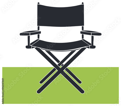 Film Director Chair on Green Isolated on White Stage Production Symbol