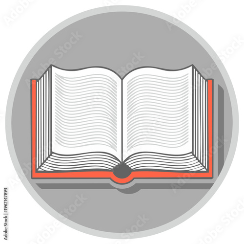 Open Book with Blank Lined Pages and Red Cover Icon