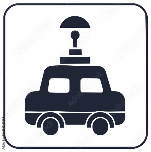 Automated vehicle icon with mounted sensor for smart driving and navigation technology