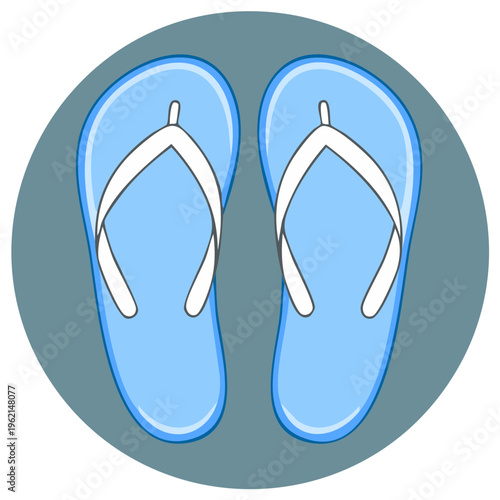 Pair of Light Blue Flip-Flops, Casual Summer Footwear, Beach Vacation Fashion Accessory