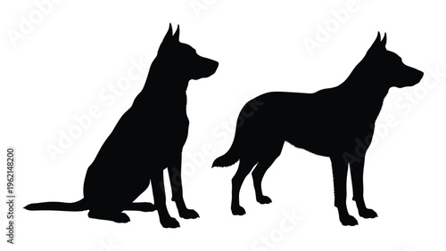Two great dane silhouettes side by side