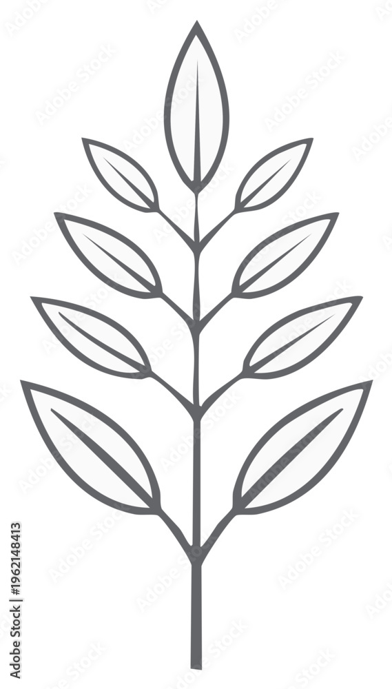 Fototapeta premium Monochrome botanical branch with leaves for design elements, decorations, organic product labels