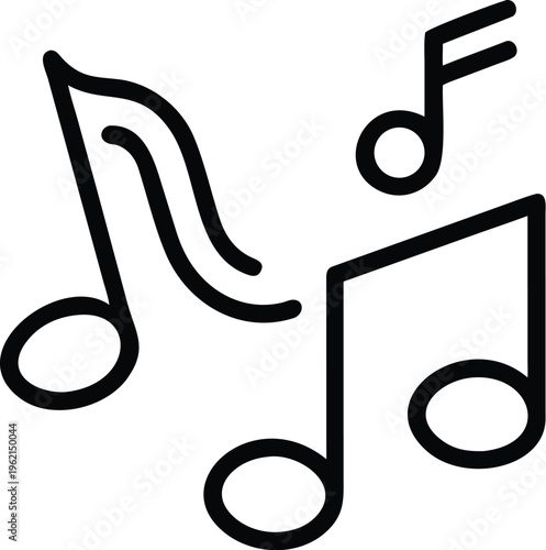 A simple black and white illustration depicting several musical notes floating in space high quality professional detailed modern elegant stylish clean crisp vibrant colorful digital creative