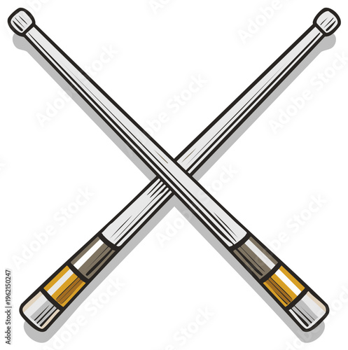 Crossed drumsticks illustration, musical instrument graphic