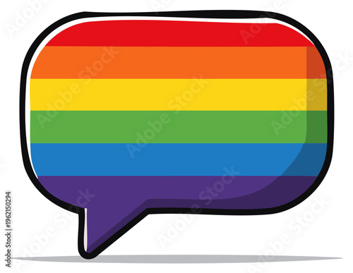 Rainbow Pride Flag Speech Bubble Icon Representing LGBTQ+ Community in Communication Style