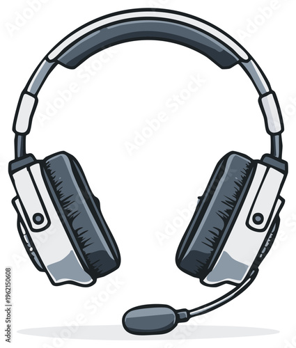 Cartoon style headphones with microphone ideal for gaming and communication apps usage