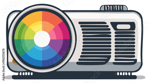 Digital Projector with Colorful Lens Displaying Spectrum of Colors