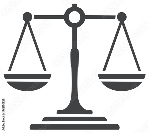 Simple flat vector icon of the scales of justice representing law, balance, and equality