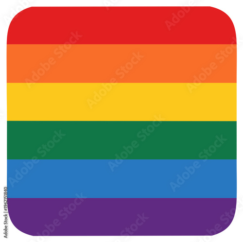 Vibrant Rainbow Pride Flag Graphic with Rounded Corners in Horizontal Stripes