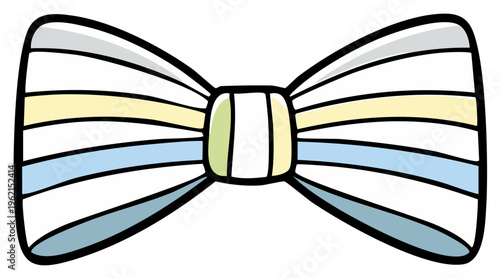 Striped Bow Tie Illustration Classic Neckwear Formal Fashion Accessory Icon