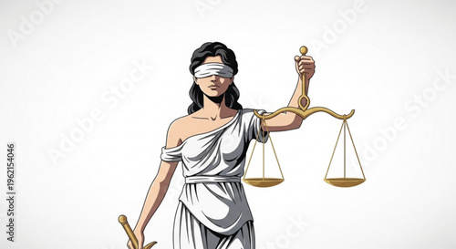 Justitia the goddess of justice holding scales and sword blindfolded symbolizing fairness and law