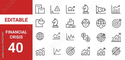 Financial crisis icon set.