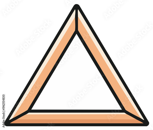 Geometric Triangle Frame with Warm Peach Tones and Dark Outline