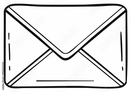 Simple hand-drawn illustration of a closed envelope with a triangular flap and a single line for an address.
