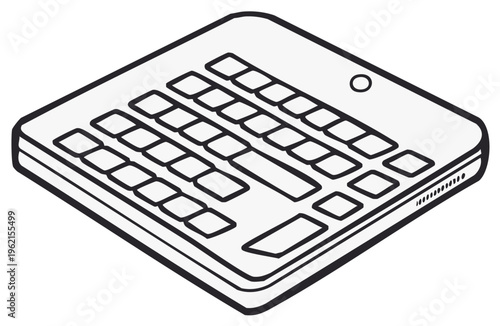 Stylized Isometric Illustration of a Wireless Keyboard and Trackpad for Digital Input and Communication