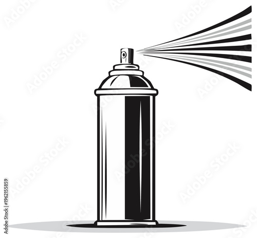 Illustration of spray can with mist isolated on white.