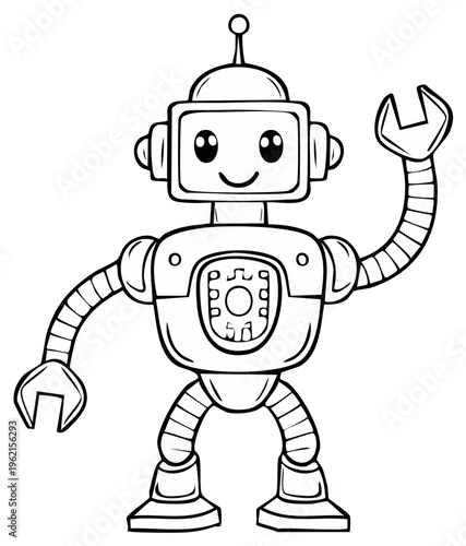 Cartoon robot with a wrench