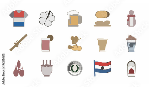 Modern Paraguay line icon pack with cultural food drink and traditional elements vector collection isolated on white background