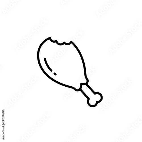 Chicken Drumstick Bite Linear Icon Vector for Mobile and Web Design