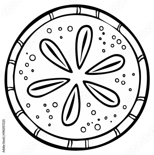 Hand-Drawn Geometric Floral Design with Detailed Line Work for Coloring Pages