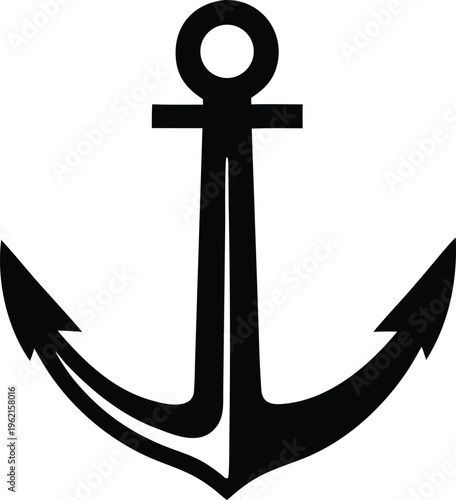 Nautical marine anchor symbol vector icon isolated on white