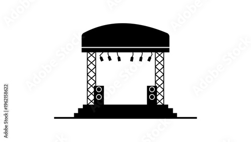 Concert venue symbol, black isolated silhouette