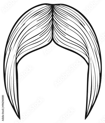 Line Art of Straight Hair Illustration Hairstyle Haircut Hair Style Design Template