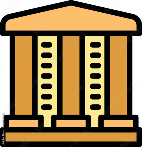 Simple parthenon icon representing ancient greek architecture, culture, and history