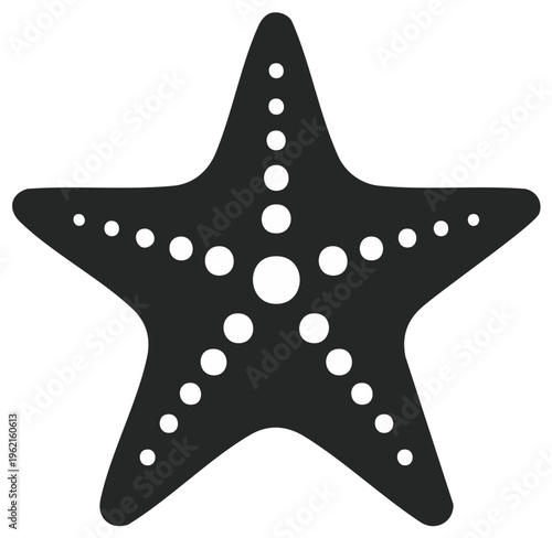 Striking Black Starfish with White Dot Pattern Underwater Creature Vector Graphic