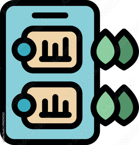 Watering schedule app on smartphone screen with growing plants icon, suggesting automated plant care