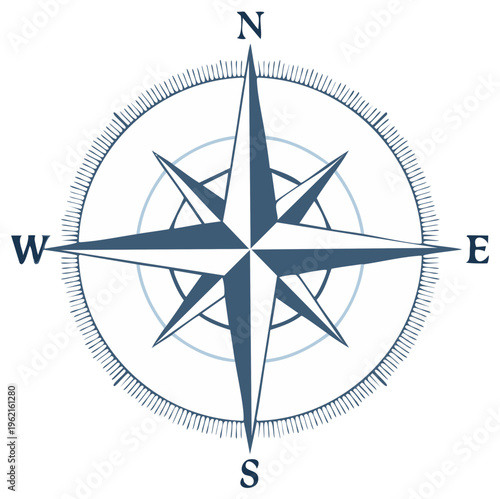 Navigational compass rose icon showing cardinal directions for maps and travel