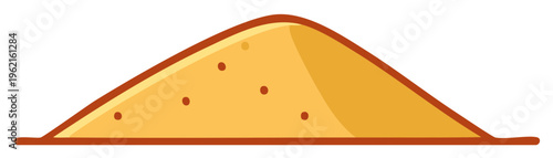 Illustration of a pile of light brown grains with dark brown outline showing a triangular heap of ground substance