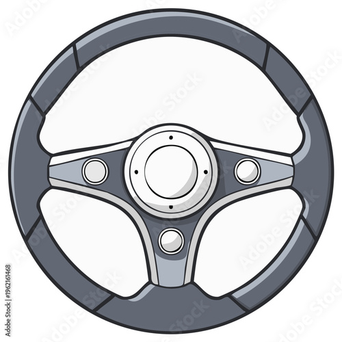 Modern Sport Steering Wheel with Chrome Accents and Buttons