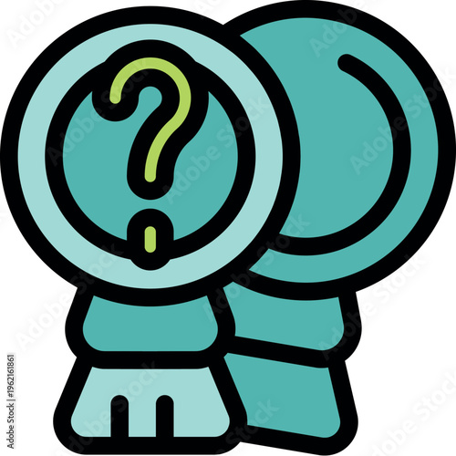 Two magnifying glasses, one showing a question mark, symbolizing the search for answers and problem solving