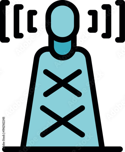 Psychiatric patient suffering from mental disease is hearing voices and wearing a straitjacket