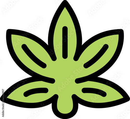 Simple green cannabis leaf icon symbolizing medical marijuana and recreational drug use