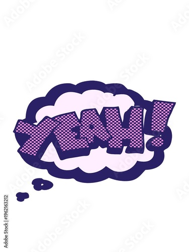 bobbing motion animation of yeah freehand drawn thought bubble cartoon shout