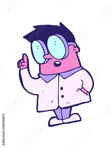 shaking motion animation of cartoon scientist