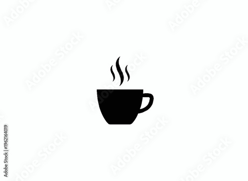 Minimalist Coffee Mug Icon: Simple and elegant silhouette of a coffee cup with rising steam, conveying warmth and comfort.