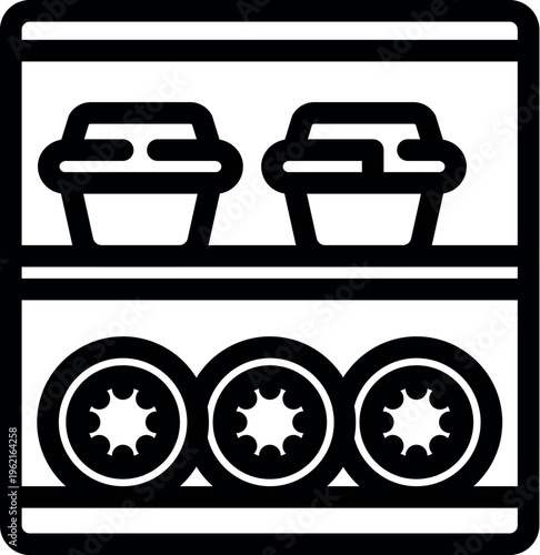 Food containers and kiwis are neatly arranged on shelves, representing food storage and organization in kitchen or pantry