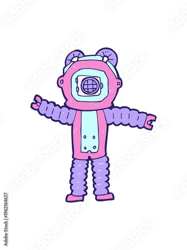 shivering motion animation of cartoon deep sea diver