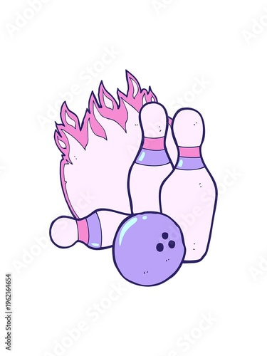 shine light effect animation of cartoon ten pin bowling
