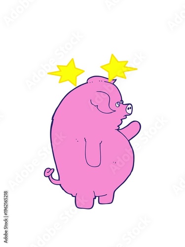 spinning stars animation of cartoon fat pit