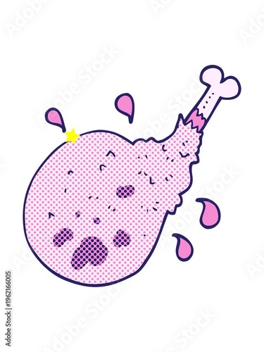 twinkling stars effect animation of freehand drawn cartoon meat