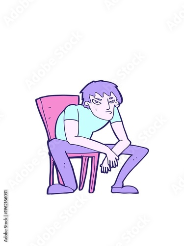 bobbing motion animation of cartoon dejected man